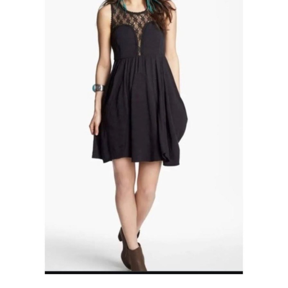 Free people black fiesta crochet top dress
